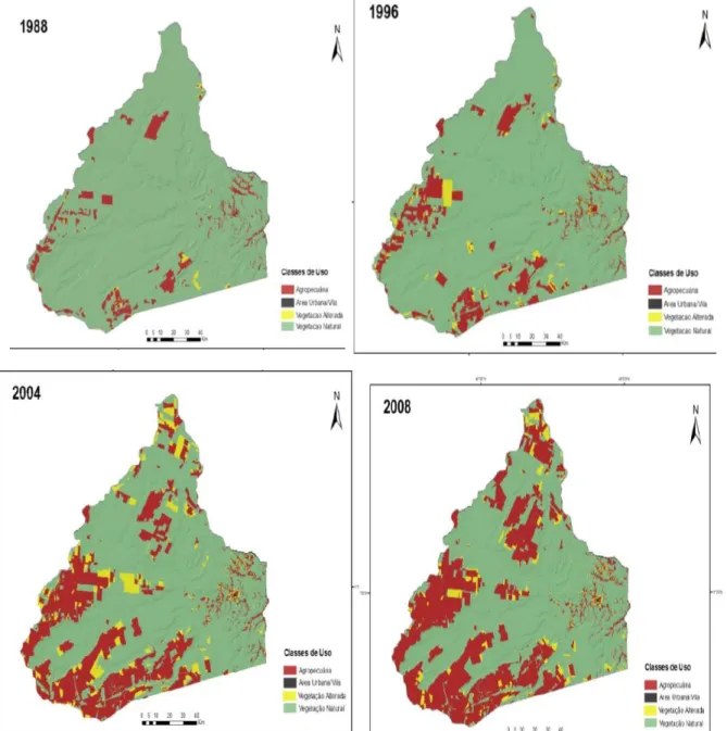 Figura 5- Evolução do uso do solo em Formosa do Rio Preto (Castro, Gomes, Guimarães, Júnior, &amp; Martins, 2013)