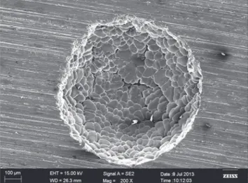 Fig. 7: SEM photo of pore of Аl-3wt.%Мg alloy with dendrites
