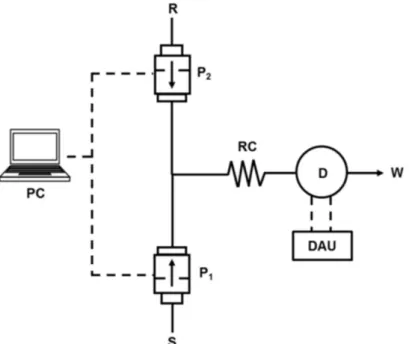 Figure 9 – Diagram of a typical MPFS manifold. PC, computer; S, sample; R, reagent; P 1