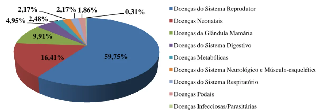 Gráfico  5.  Distribuição  da  casuística  da  clínica  médica  e  cirúrgica  por  sistema  orgânico  acompanhada  no  AL  (FA Total = 323)