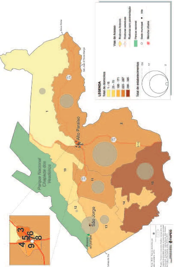 Figura 2 - Total de domicílios e de estabelecimentos por setor censitário, 2010.