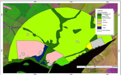 Figura 2: Imagem Landsat do buffer de 3km para avaliação da matriz do entorno da área de Nativa