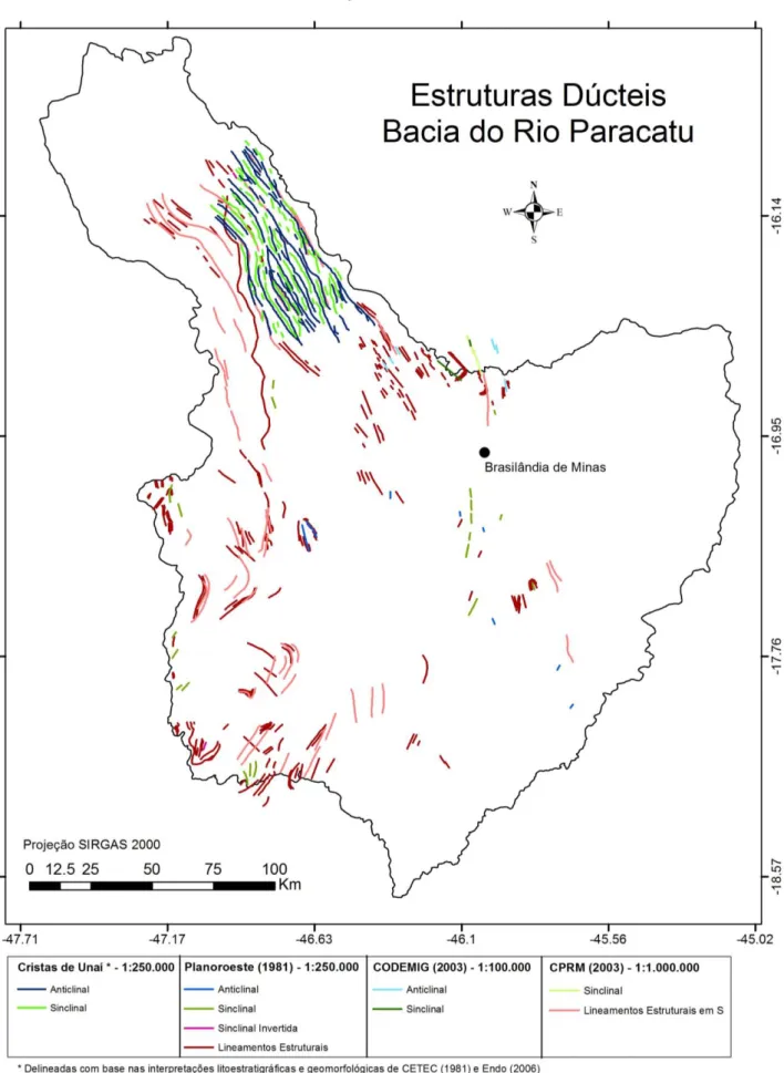 Figura 4. Estruturas Dúcteis da Bacia do Rio Paracatu 