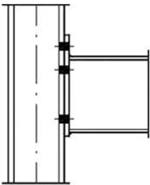 Figura 1. 1  –  Ligação viga pilar com chapa de topo entre perfis I. 