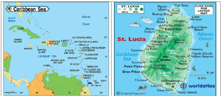 Figure 1: Map of Saint Lucia and the Caribbean (Source: www.worldatlas.com) 