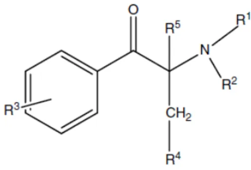 Fig. 3. Estrutura geral das catinonas sintéticas. 