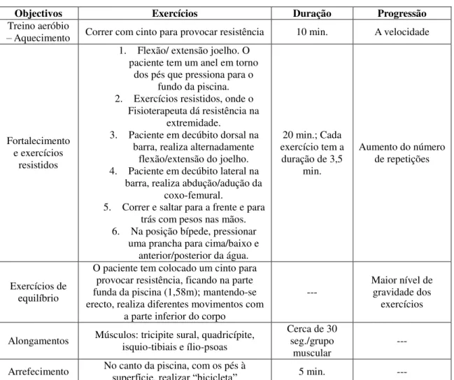 Tabela 8. Programa de actividade física (Foley et al., 2003). 