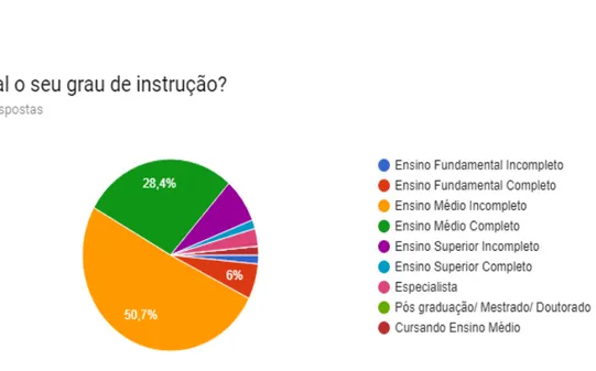 Gráfico 6 – Qual é o Grau de Instrução - Fonte: Dados da pesquisa 