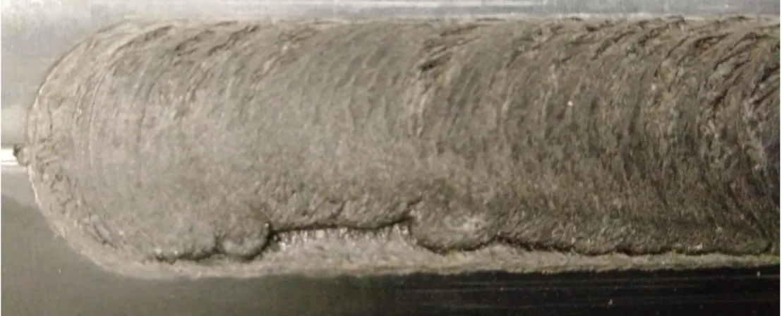 Figure 56 - Defect in the retreating side and onion ring defect of the surface of weld