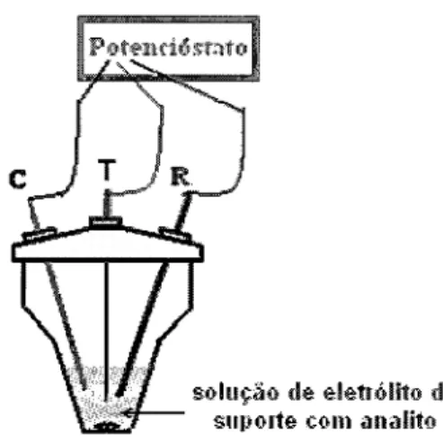Figura  6.  Representação  simplificada  de uma  célula  eletroquímica  e  respetivo