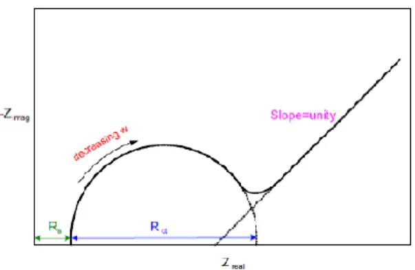 Figure 11 – Randles equivalent circuit for a simple electrochemical system [9].