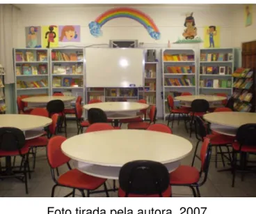 Figura 5: Sala de Leitura em uma escola da Zona Leste: montada com  mobiliário e acervos doados pela comunidade