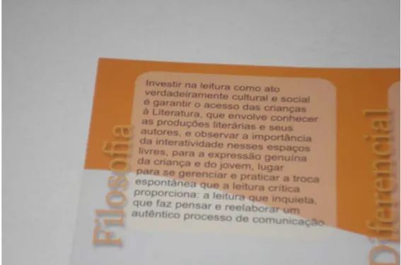 Figura 11: Detalhe do panfleto da Secretaria Municipal de Educação - Filosofia  da Sala de Leitura