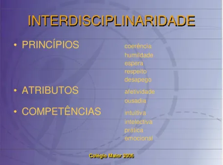 Fig. 2. Slide de apresentação realizada sobre a Interdisciplinaridade. 