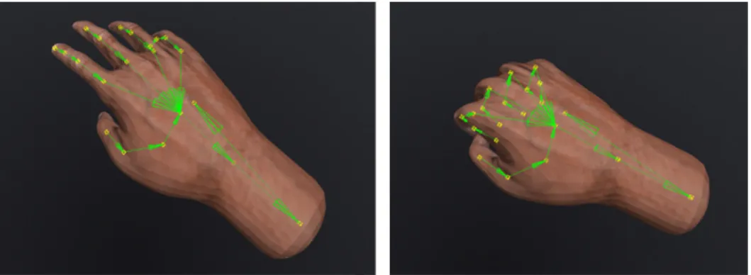 Figure 3.8: Animated 3D model of the hand used in the ”HandleBar” method with user representation.