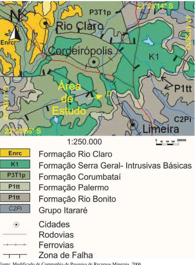 Figura 5  ± Mapa Geológico da área.    