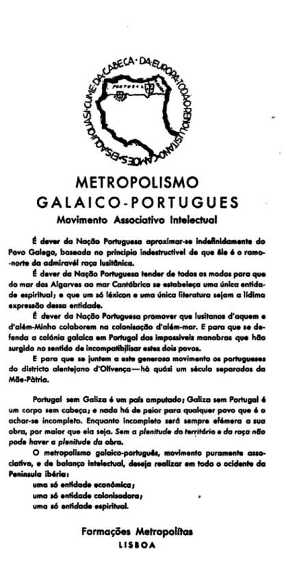 Figura  6: Folheto do movimento  associativo  Formações  Metropolitas,U93l-19321.  Arquivo  FAPT