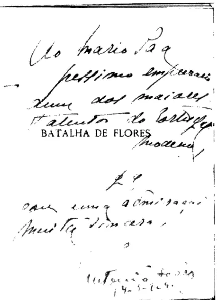 Figura  I  l:  Dedicatória  de  Antónro  Feno,  14 de  Maio  de  1924.  Arquivo  FAPT
