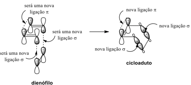 Figura 13 Representação da sobreposição das orbitais na reação de Diels-Alder