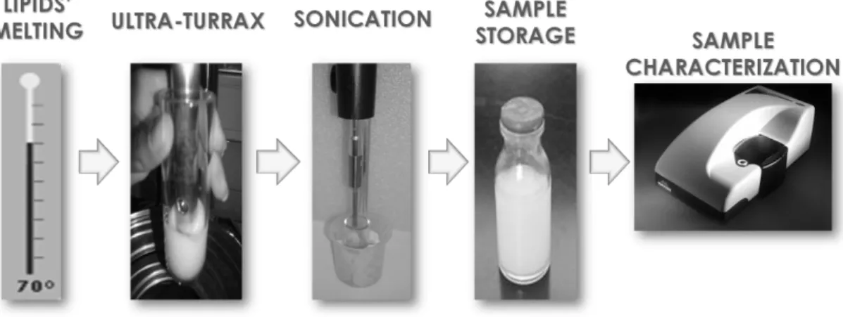 Figure 5 – High shear homogenization and ultrasound method for the preparation of lipid nanoparticles