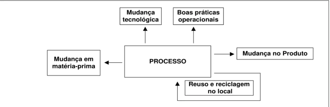 Figura 2.4. Elementos do Processo para Oportunidades de P+L  Fonte: SENAI.RS (2003b) 