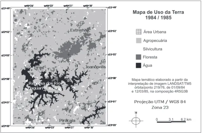 FIGURA 5.  Mapa de uso do solo na região estudada de 1984/1985.