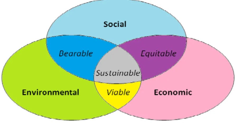 Figure 1.1 - The three pillars of sustainability. 