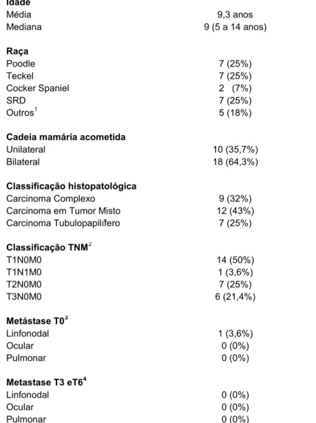 Tabela  2.  Dados  clínicos,  anatomopatológicos,  histológicos  e  epidemiológicos  da  casuística  analisada (n=28)
