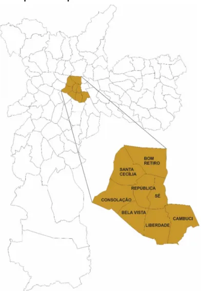 Figura 1 - Distritos Municipais da Subprefeitura da SÉ 