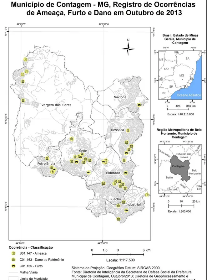 Figura 4.7  – Espacialização das Ocorrências no Município de Contagem 