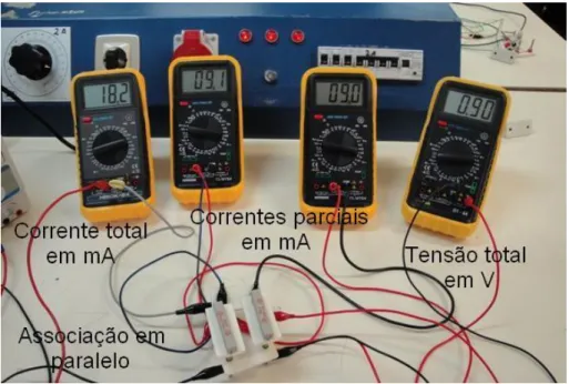 Figura 5.14: Leitura de tensões e corrente num circuito em paralelo 