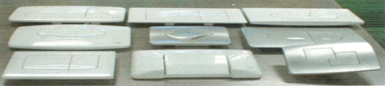 Figura 1: Placas Cromadas de Comando Mecânico e Pneumático para autoclismos interiores produzidos na  Oliveira &amp; Irmão (Fonte: Oliveira &amp; Irmão) 