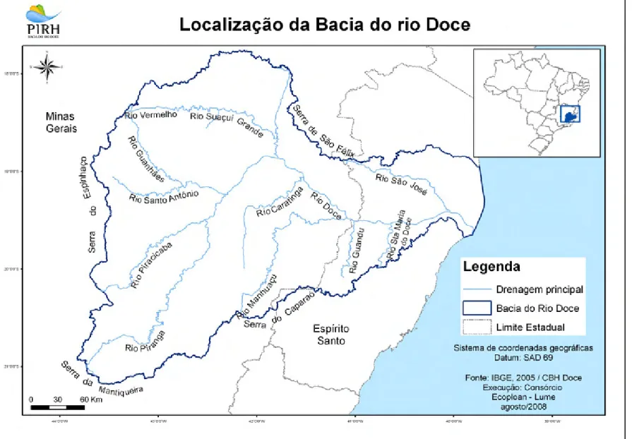 Figura 5.1: Localização da bacia hidrográfica do rio Doce. 