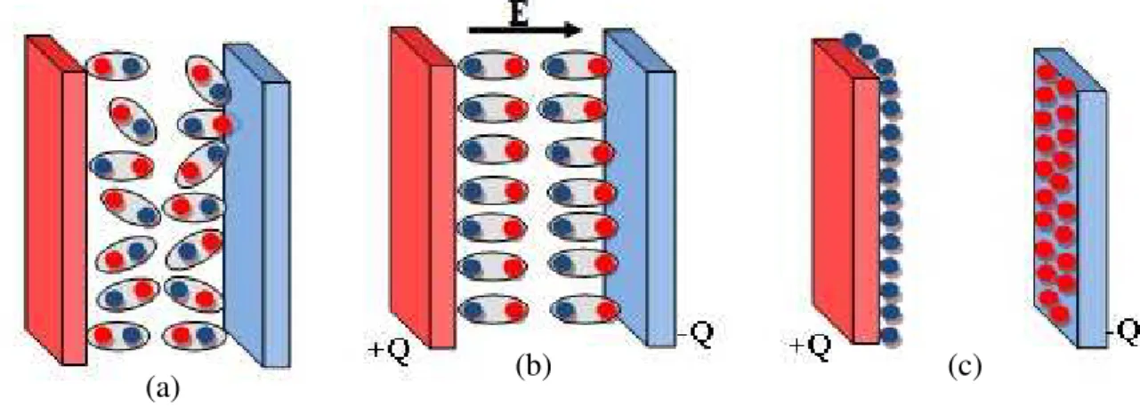 Figura 4. Efeito do campo elétrico sobre um material dielétrico 