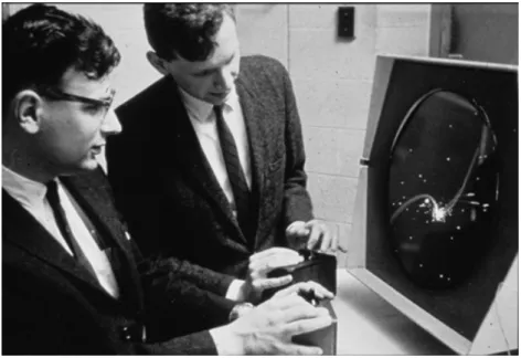 Figura 4: Dan Edwards (esquerda) e Peter Samson jogando Spacewar!