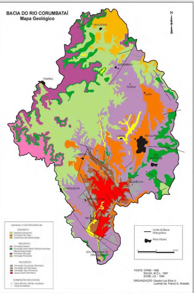 Figura 3. Mapa geológico da bacia do rio Corumbataí                fonte: UNESP (2004) 