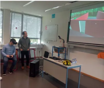 Fig. 6.  VR  workshop  at  a  local  school:  using  colour  codes  to  identify  building systems 