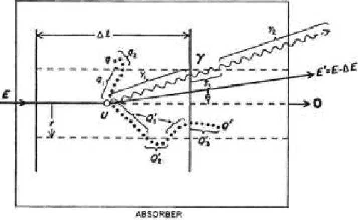 Figura 2 - Interações da partícula em um meio absorvedor (L’ANNUNZIATA, 2003)