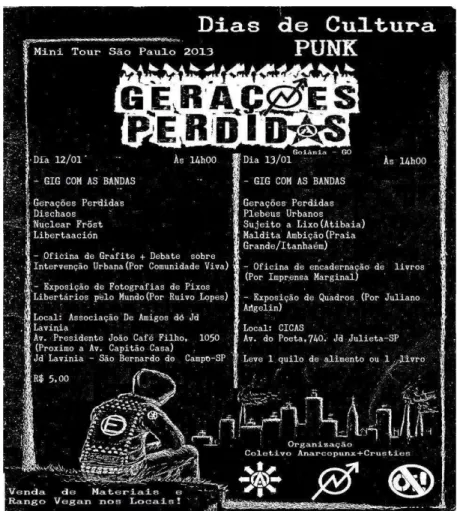 Figura 4 - Cartaz de evento Punk difundido em redes sociais e internet  Fonte: http://www.facebook.com/GeracoesPerdidas 