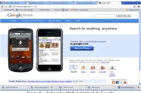 Figura 9 – Aplicações Web 2.0 móvel da Google 