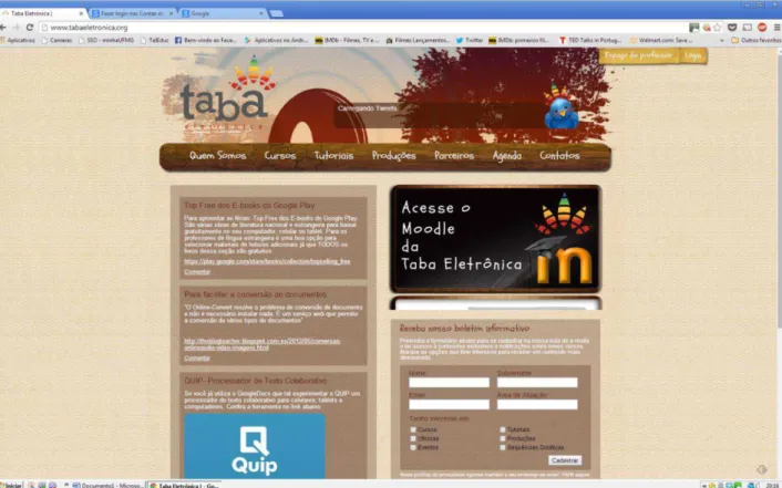FIGURA 7 - Site oficial da Taba Eletrônica.  Fonte:  Disponível em: www.tabaeletronica.org