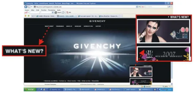 Figura 36 - Site da grife Givenchy:   links da seção “Novidades” em destaque 