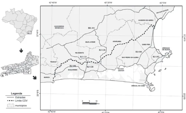 Figura 1 –  Localização do Centro de Diversidade Vegetal de Cabo Frio – CDVCF.