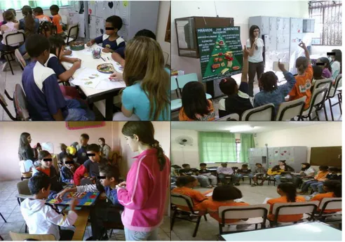 Figura 4 – Fotos de oficinas educativas sobre os grupos alimentares. Escola  Municipal do Distrito Sanitário Leste de Belo Horizonte – Minas Gerais, 2010