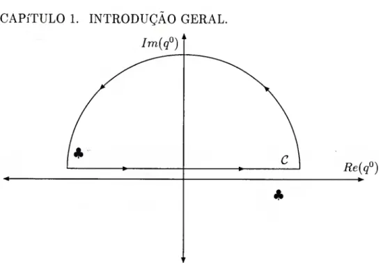 Figura 1.1: Gráfico mostrando a localização para os pólos do tipo (ç^) ^ no  plano complexo q°.Os pólos são representados com um A- 