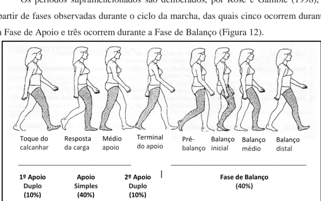 FIGURA 12 – Representação das fases da marcha fisiológica Fonte: Rose e Gamble, 1998