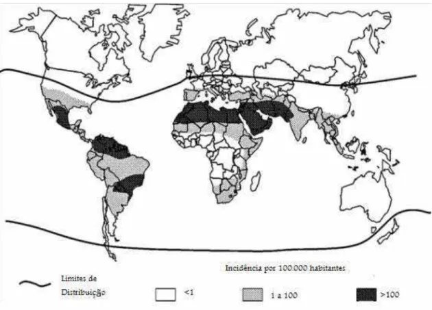 Figura 1.Distribuição de escorpiões pelo mundo (Chippaux e Goyffon, 2008). 