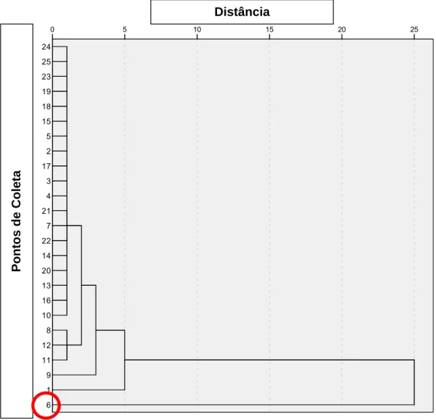 Figura 2. Dendograma para determinação de outiliers – Single Linkage. 