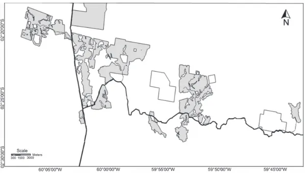 Figure 1. Map of the 20 x 50 km study area of the Biological Dynamics of Forest Fragments Project (BDFFP)