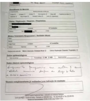 Figure 4. Analysis request form without information Figure 5. Analysis request form with illegible writing 